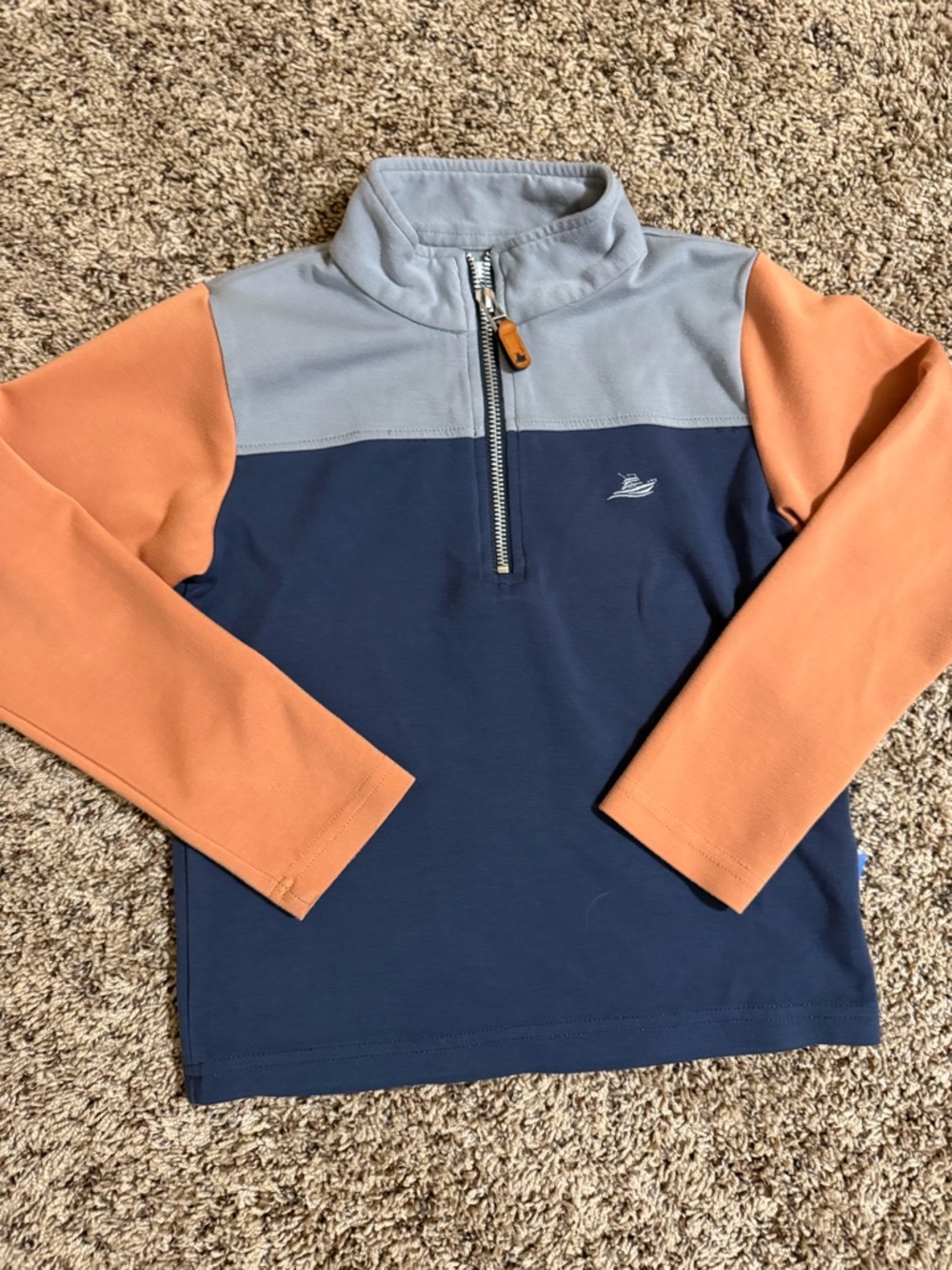Kids Colorblock Quarter-Zip Top - Orange & Navy